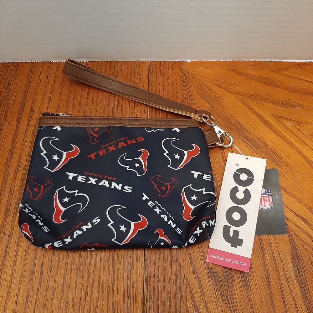 🔥NWT FOCO Houston Texans Wrislet Zippered Pouch Forever Collectibles